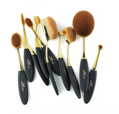 10pcs Oval Makeup Brush Set
