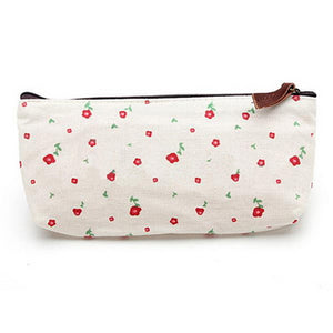 Floral Canvas Case Cosmetic Pouch